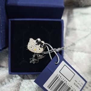 Swarovski Silver and Black Cat Ring